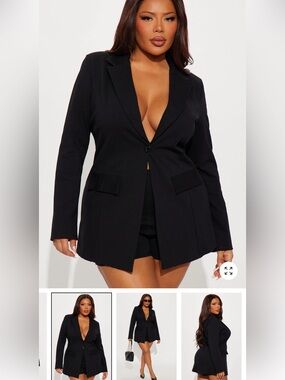 2/75$🔥Classic Black Single-Button Blazer Jacket and short